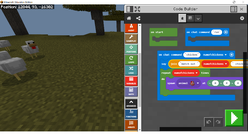 Code Builder in Minecraft Education – Minecraft Education